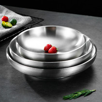 304 stainless steel disc barbecue dish insulation plate shallow thickness fruit high - value food grade