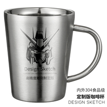 304 stainless steel cup white steel cup handle cup of American coffee Mark tea cup metal household