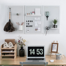 Study wall decoration Punch-free hole board Wall shelf partition Nordic minimalist ins wind silent collection house