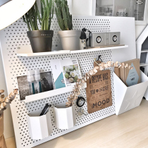 Wrought iron ins Nordic all-white counterclockwise hole board package shelf Storage wall silent collection house