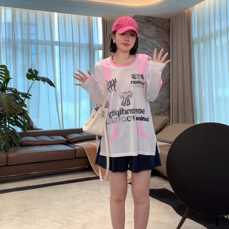 Me【1996 Girl's Sun Protection Shirt】Snowflake Cotton Letter Print Luxury Feel Breathable Versatile T-Shirt Mehs557