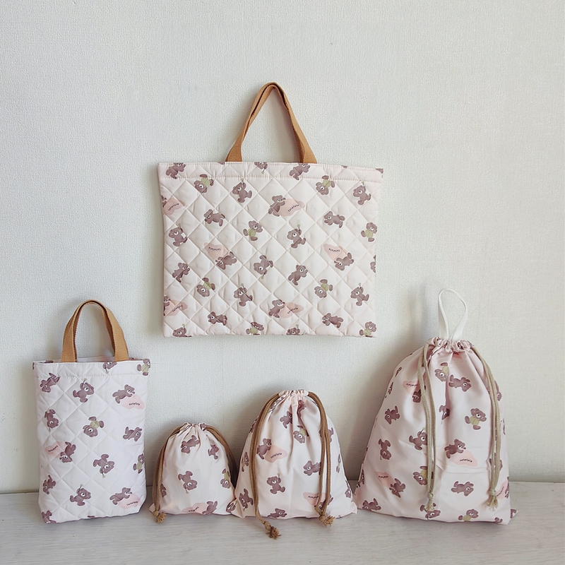 5-Piece Set of Cute Printed Storage Bags for Entering Kindergarten, Waterproof Drawstring Bags, Student Tote Bag Set