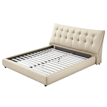 Gujia Home Modern Simple Italian Style Surround Design First-layer Cowhide Light Sound Master Bedroom Large Bed Leather Bed DS8166