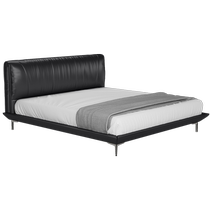 Gujia Home Modern Simple Italian Style Light Luxury Big Black Cow Master Bedroom King Bed Double Bed Leather Bed High-End 8191