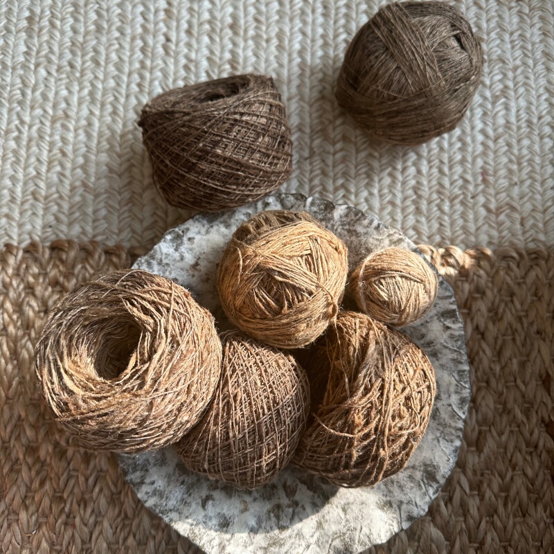 Indian Imported Wild Silkworm Silk, Natural Color, Rough and Stiff, Tea Mat Coaster, Hand-Woven Crochet Thread