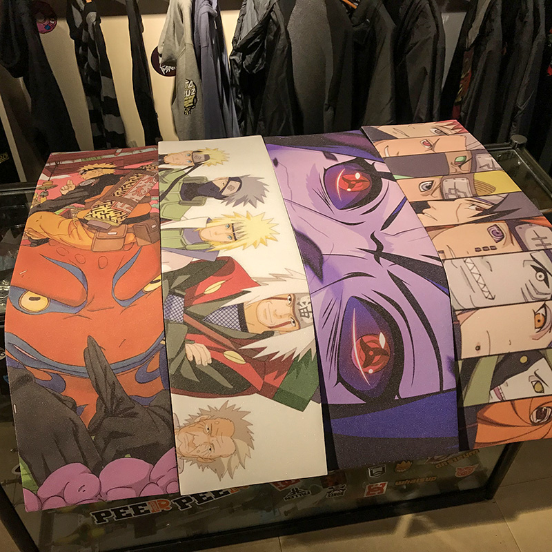 Naruto skateboard sandpaper Fu Lian Dragon Ball fine particle sand Chinese style one piece double-up hollow color sand diy