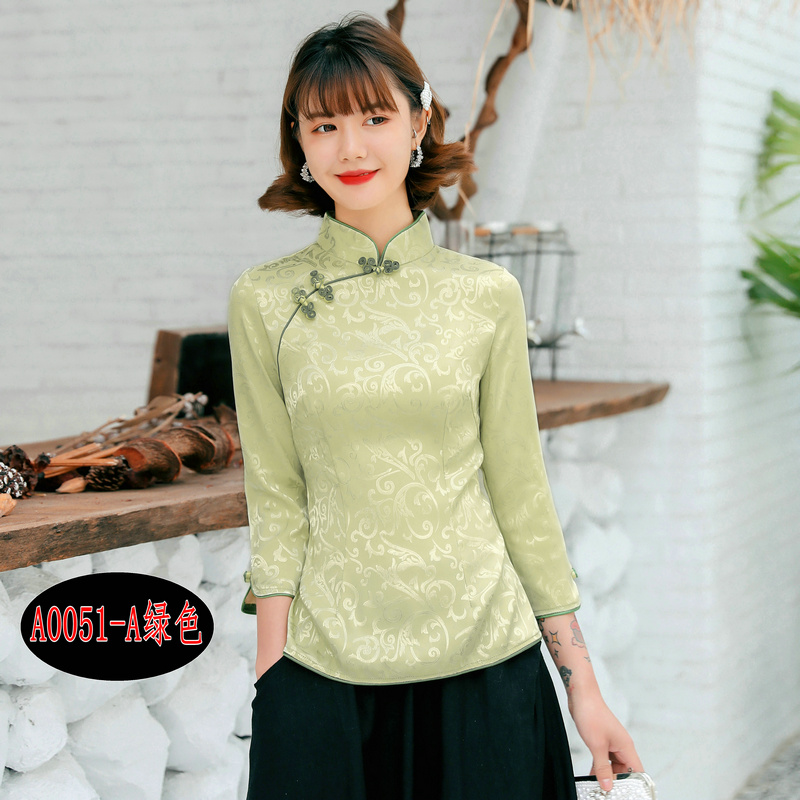 Jade Yu xiu cải thiện retro uptea bông sườn xám đầu kiểu Trung Quốc retro Tang ăn mặc quần áo nữ quần áo làm việc Zen trà quần áo