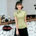 Jade Yu xiu cải thiện retro uptea bông sườn xám đầu kiểu Trung Quốc retro Tang ăn mặc quần áo nữ quần áo làm việc Zen trà quần áo 