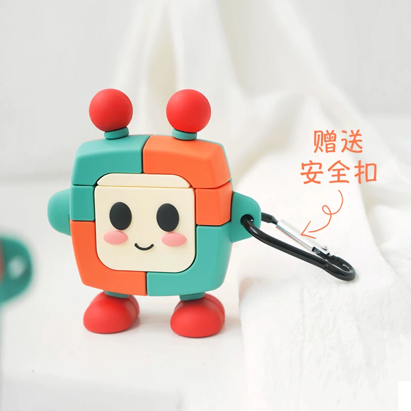 Apple, robot, headphones, wireless cartoon silicone protective case, pro2, 3, bluetooth