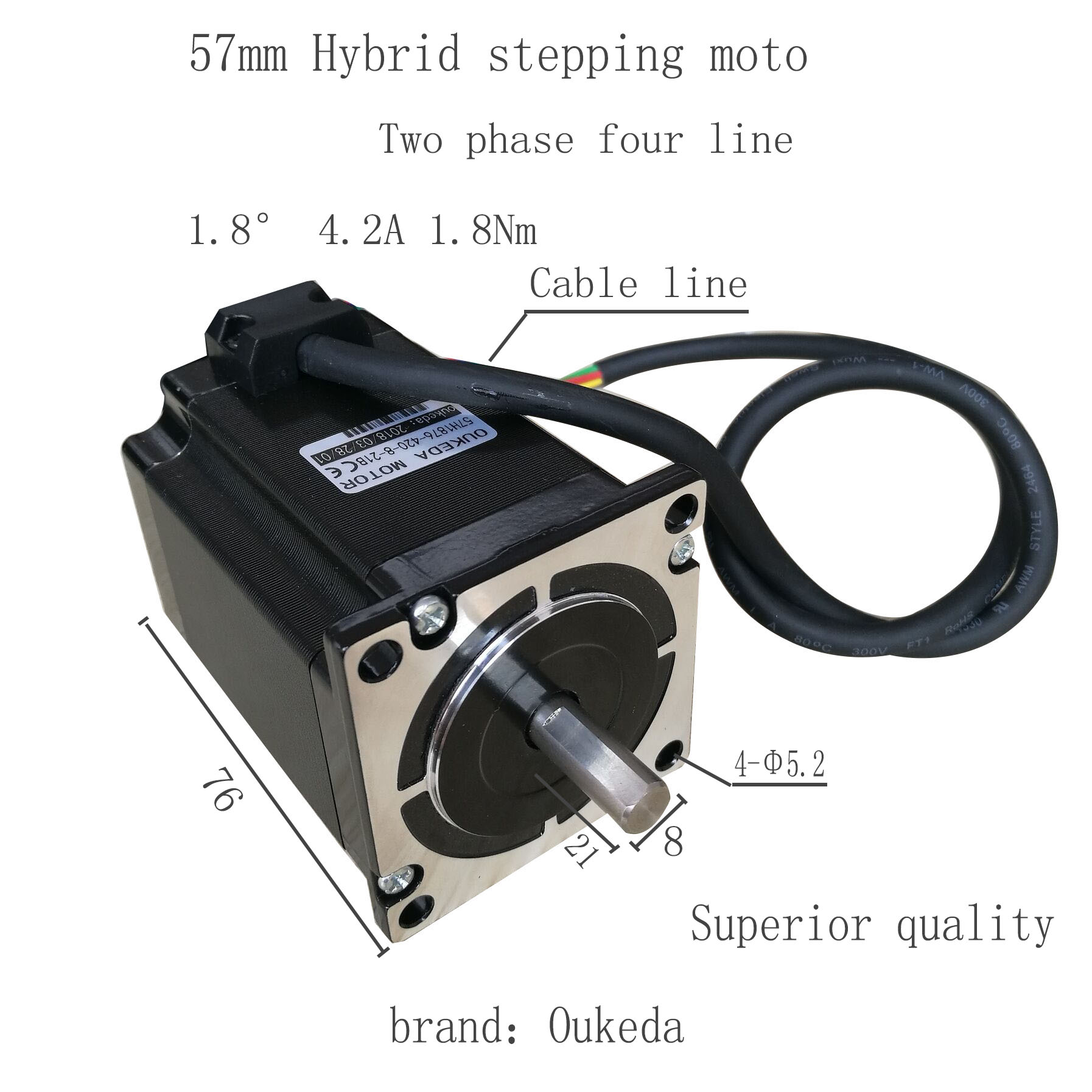57BYGH76 stepping motor 1 is 8 degrees 4 2A 1 8Nm 57 stepper motor Nema23 stepper motor
