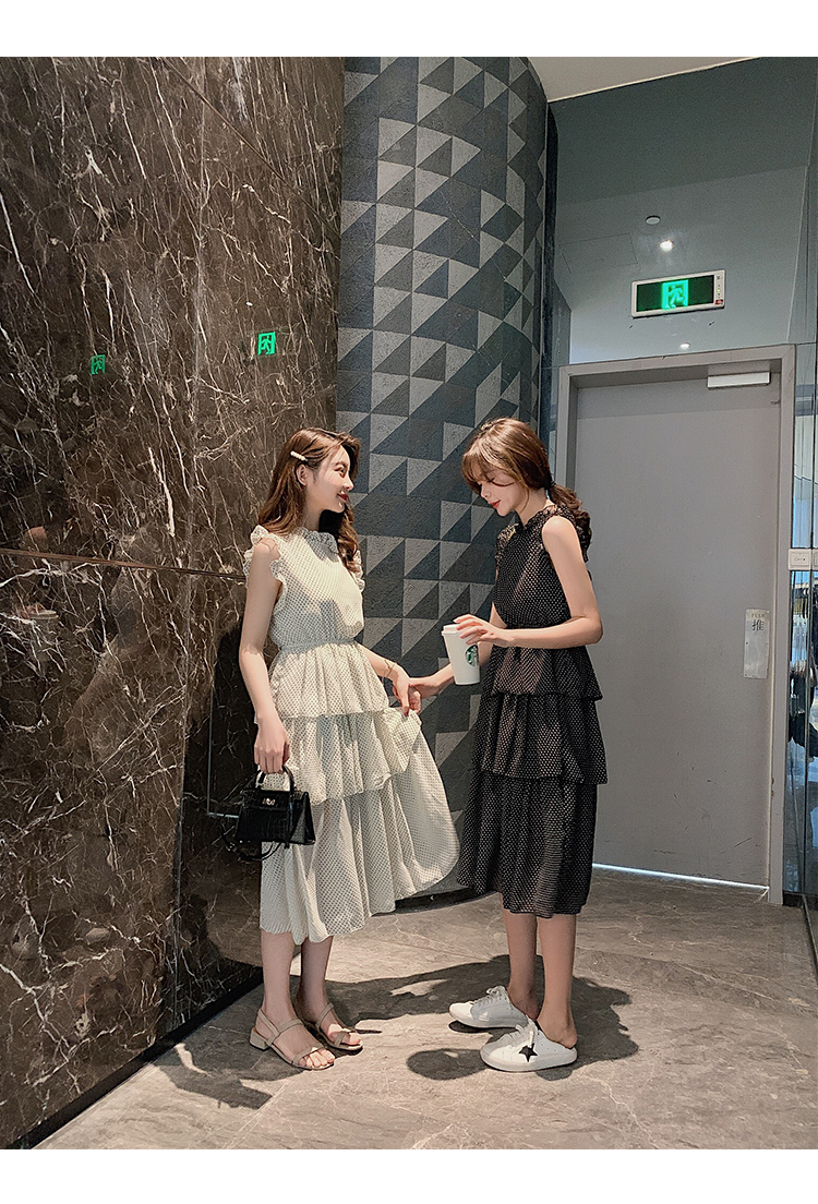 VK旗艦店 韓系波點蛋糕裙子仙女無袖洋裝