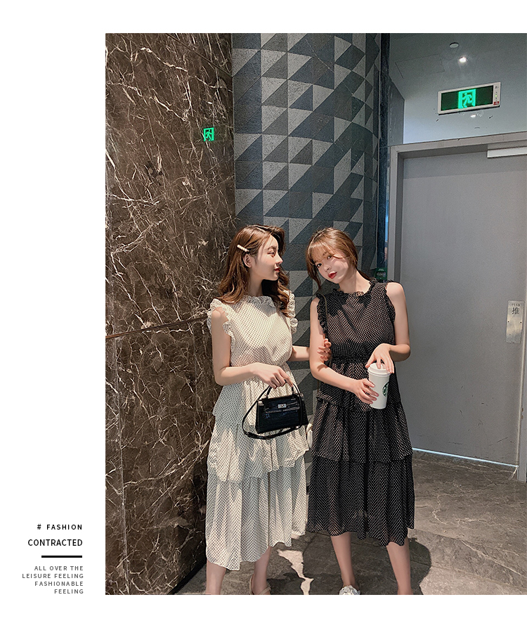 VK旗艦店 韓系波點蛋糕裙子仙女無袖洋裝