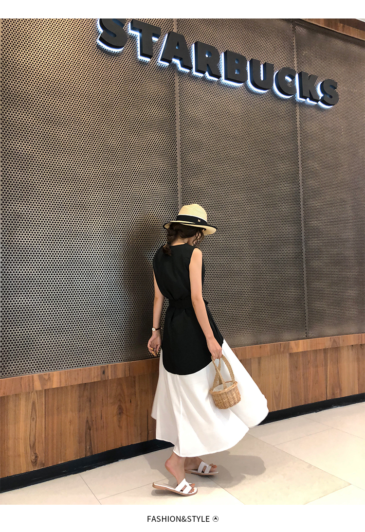 DABI 韓系時尚下擺不規則拼接無袖洋裝 DABI 韓系時尚下擺不規則拼接無袖洋裝