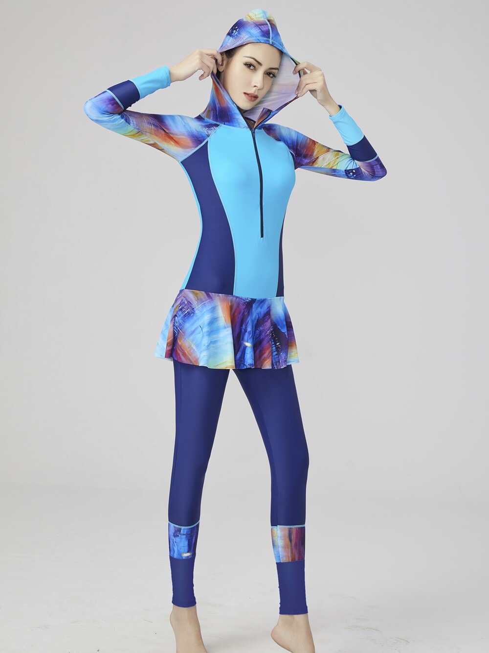 Summer full-body diving suit casual surf swimsuit gats 200 catty long sleeves long pants with even a hat sunscreen for women