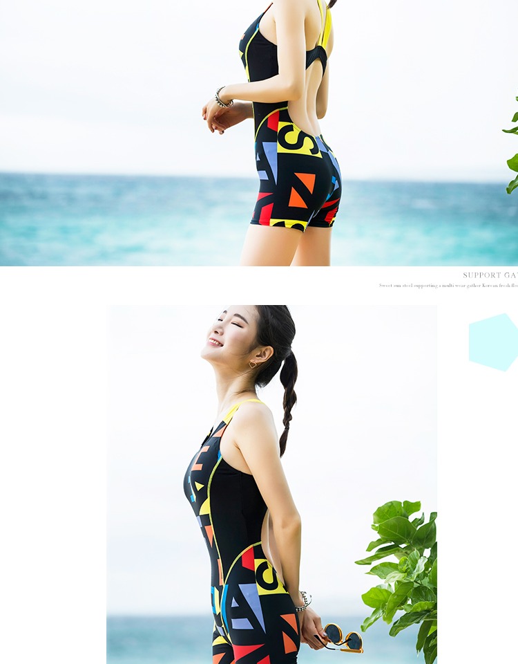 Sanqi thương hiệu mới nữ kết hợp quần boxer áo tắm quần boxer thể thao chuyên nghiệp cộng với quần áo béo béo cỡ lớn đồ bơi nữ liền thân dài tay quần dài