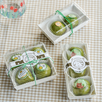 2 grains of 3 4 Green Ensemble Packaging Box Sub Baking Handmade Snowy lady Buff Towel Roll of Thousand Layers Cake Paper Plastic Case