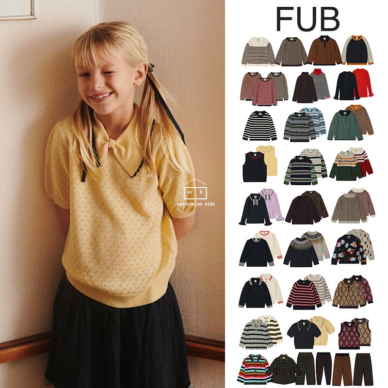 【 50% off 】In Stock Fub 25Aw Autumn and Winter Children's Merino Wool Knitted Long-Sleeved Top Polo Shirt Sweater