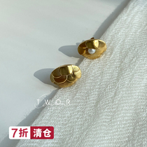TWOR STUDIO original marine fish scales earrings s925 silver plated real gold high grade sense pearl earrings female retro