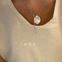 Original design s925 silver natural baroque petals pearl inlaid zircon choker necklace fairy Air