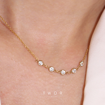 TWOR original design handmade American 14K gold gold gold zircon sparkling necklace choker female stack wear