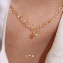 TWOR original design American imported 14K gold gold little love necklace choker