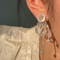 TWOR 2021 new flowers original design handmade beaded natural pearl tassel earrings female fairy