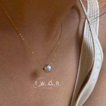 Passthrough Necklace USA 14K gold note single strong light natural freshwater pearl adjustable choker simple