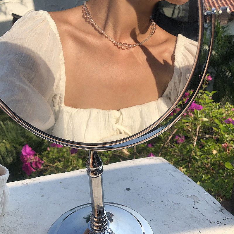 TWOR studio handmade s925 silver necklace pure natural 7A grade white crystal summer cool wave soda necklace