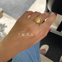 TWOR STUDIO original deep sea fish scale series s925 silver-plated real gold Pearl arc ring niche design