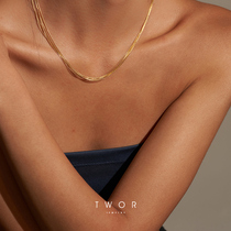 TWOR original design glossy retro fine silk satin s925 silver multi-layer necklace choker female gold