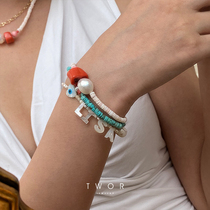 TWOR natural white butterfly Devils eye amulet letter bracelet Custom Letter