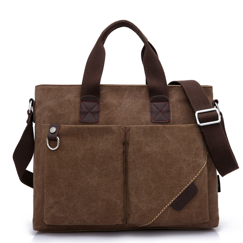 Hong Kong I TGREG canvas men's handbag briefcase briefcase single shoulder bag business inclined satchel bag casual computer bag