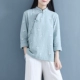 Hanfu nữ mùa xuân và mùa hè dịch vụ trà văn học Cộng hòa Trung Quốc retro Phụ nữ Trung Quốc áo sơ mi phong cách Trung Quốc cải tiến Tang phù hợp với áo khóa - Áo sơ mi