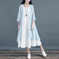 Rõ ràng quần smock bông và vải lanh quần chân rộng nữ lỏng lẻo kích thước lớn bảy quần quần váy quần retro văn học fan hâm mộ là mỏng mẫu đầm đẹp