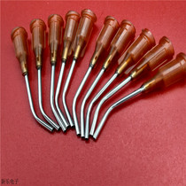 Glue dispenser needle extended curved needle mouth 1 inch screw 45 degrees 90 degrees angle stainless steel syringe point glue needle nozzle