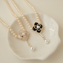 Camellia necklace light luxury niche summer delicate pearl neck chain 2021 new female three-dimensional flower choker