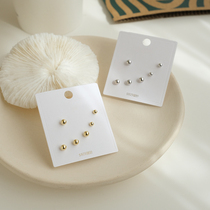 Small round ball stud six-piece set of metal feel cold wind earrings simple small s925 sterling silver needle earrings female summer