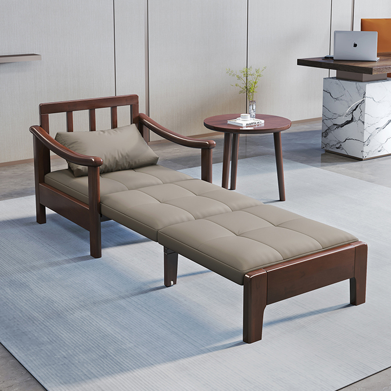 Single Solid Wood Sofa Bed, Dual-Purpose for Balcony, Study, Office, Lunch Break, a Magical Bed That Can Be Used for Long-Term Sleeping, and Is Extendable