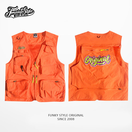 FunkyStyle原创国潮多口袋hiphop机能风工装战术马甲嘻哈背心男女