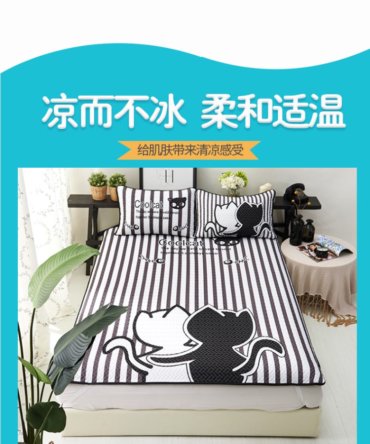 Washable Tencel điều hòa không khí mùa hè Ruanxi 1.8m gấp giường mat mat băng lụa ba mảnh 1.5 qua Mika - Thảm mùa hè chiếu làm mát