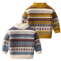 Boy sweater spring and autumn thickened 2022 new ocean piste sweater weasel-knit cardio-hoodie baby cashmere sweatshirt