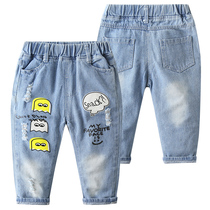 Childrens jeans 2022 New boy Chaoboy clothes in spring clothing for children handsome and air-breaking long pants baby pants