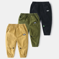 CHILDREN PANTS SPRING AUTUMN 2022 NEW KOREAN VERSION FOREIGN AIR BABY CASUAL PANTS EXTERNAL WEARING BUNCH FOOT LONG PANTS BOY WORKWEAR PANTS