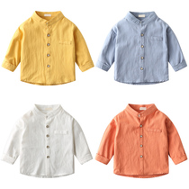 Boy Collar Shirt Pure Cotton 2022 Spring Autumn New Han Version Tide Children Baby Blouse Children Long Sleeve Shirt