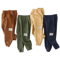 Boys work pants spring autumn 2022 new Korean version Chauchio Baby Pants Baby Trousers Baby Foreign Air Casual Children Pants