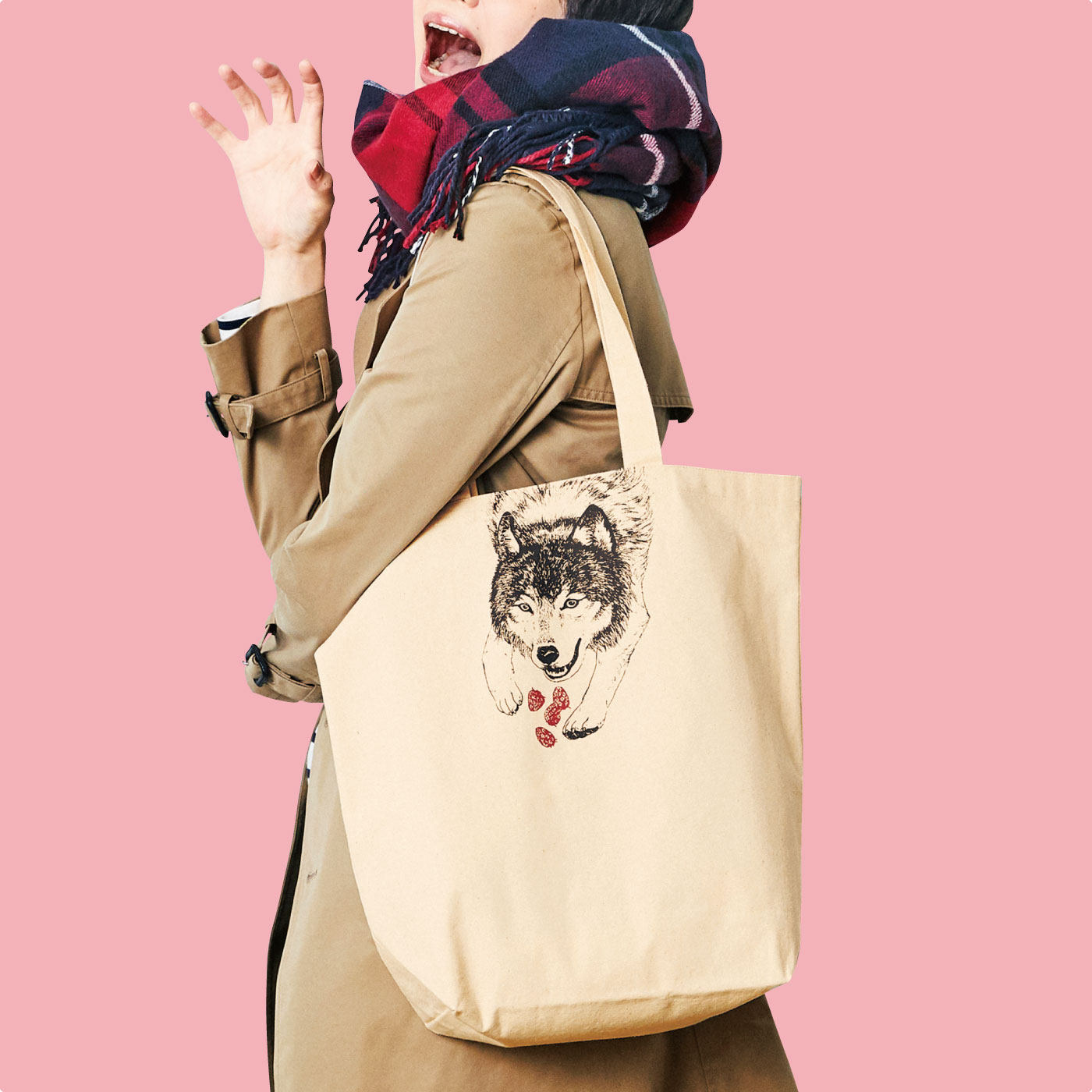 Japan imports fenri Himmong girls from practical hungry animals with large single shoulder bags for environmental protection shopping bags for sale