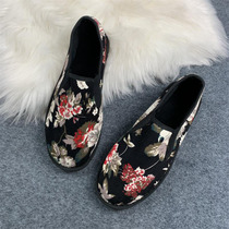 Old Beijing new winter warm shoes mens fleece low-top lazy shoes trendy casual peas shoes Xishan black cloth shoes