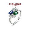 Xielong 18 gold sapphire emerald wedding ring