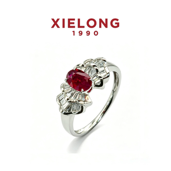 18k gold ruby diamond ring women's fashion flower