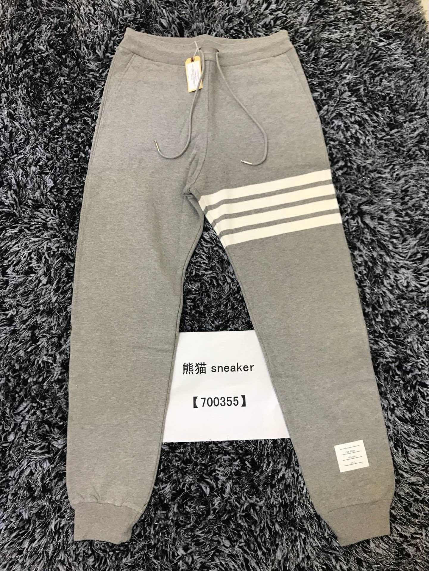 SPOT THOM BROWNE TB KNITTED embroidery STRIPES CLASSIC GRAY BLUE SPORTS CASUAL PANTS SWEATPANTS